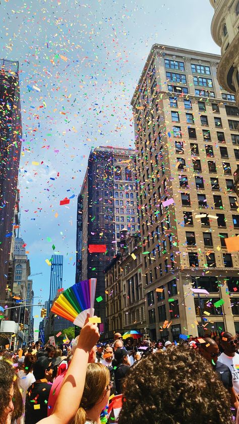 Pride Parade 2023, New York City New York City Queer Scene, New York Pride Parade, Lgbtq Pride Parade, Fun City Aesthetic, Nyc Pride Aesthetic, Queer Vision Board, Gay Vision Board, Pride Instagram Posts, Pride Festival Aesthetic