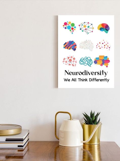 Mental Health Education Canvas Wall Art,Neurodiversity We All Think Differently Canvas Framed Wall Art Painting Ready to Hang for Kids Classroom Nursery Therapist Office Wall Decor (12 x 15 Inch Psychotherapist Office, Art Therapist Office, Psychology Clinic, Mental Health Education, Education Art, Wall Art For Kids, Brain Art, Therapist Office, Art Therapist