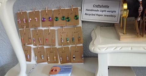 Showing/ selling at a new location! You can find some of my Light-weight Handmade Recycled Paper Jewellery at Austin Charles Salon in Pocklington. Here is 1 of every type of paper bracelet and a variety of earrings. . . #handmadegifts #handmadejewelry #handmadeearrings #handmade #paperbeads #paperjewelry #gift #giftideas #idealgift #showing #selling #stand #standup #jewellerystand #display #pocklingtoncraftfair #craft #finds #amazing #amazingfinds #unique #uniquegifts #uk #diy #homebusin... Selling Stand, Paper Bracelet, Paper Jewellery, Handmade Lighting, New Location, Paper Jewelry, Paper Beads, Jewelry Stand, Craft Fairs