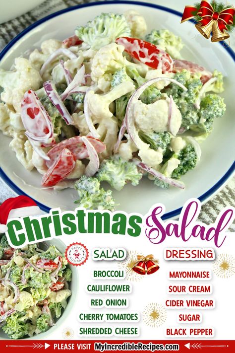 Christmas Salad 💖💚... - Recipes From Heaven Christmas Salad Recipes, Christmas Salad, Holiday Salads, Christmas Salads, Fresh Salad Recipes, Savory Salads, Best Salad Recipes, Incredible Recipes, Salad Side Dishes