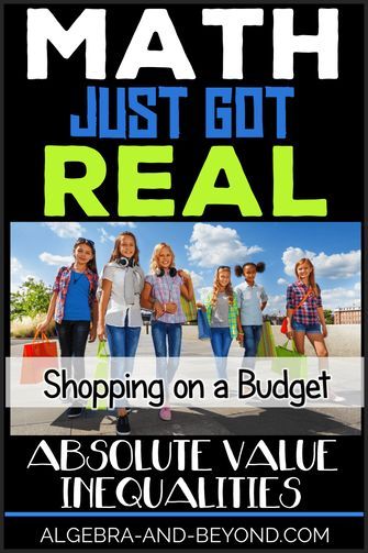 REAL WORLD PROJECT: Absolute Value Inequalities.  This project reinforces students understanding of absolute value inequalities in a fun way! Integrates technology, shopping, and math for a perfect PBL activity. Algebra 1 Projects, Real World Math Projects, Algebra 2 Projects, Algebra 2 Activities, Algebra Projects, Absolute Value Inequalities, High School Algebra, Middle School Literacy, High School Math Teacher