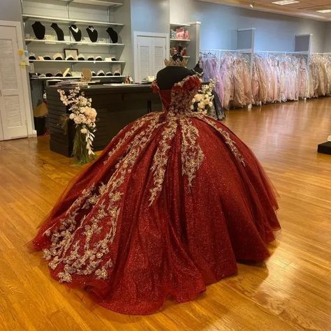 Red Xv Dresses Cinderella, Quiencera Dresses Red And Gold, Red Quince Dress With Cape, Garnet Quinceanera Dresses, Red Wine Quinceanera Theme, Moda 2000 Red Quinceanera Dresses, Red Glitter Quinceanera Dress, Maroon Xv Dresses, Crimson Quinceanera Dresses