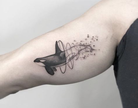 Geometric Orca Tattoo, Killer Whale Tattoo, Small Geometric Tattoo, Orca Tattoo, Whale Tattoo, Elephant Tattoo Design, Rune Tattoo, Whale Tattoos, Orca Whale