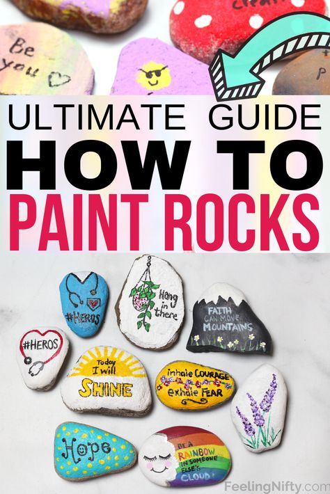 How To Paint Rocks, Inspirational Rocks, Stones Garden, Rock Painting Tutorial, Paint Rocks, Acrylic Painting Ideas, Stone Art Painting, Painted Rocks Kids, Painted Rocks Craft