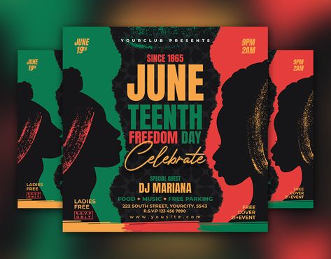 Juneteenth Celebration Flyer on Behance Juneteenth Social Media Post, Juneteenth Flyer, Juneteenth Graphic, Juneteenth Celebration, Film Festival Poster, Festival Flyer, Free Cover, Heritage Month, Event Food