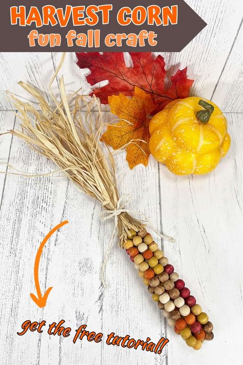 Celebrate fall with this super cute wooden bead harvest corn craft. Wooden Bead Harvest Corn Craft Corn Beads Craft, Beaded Corn Craft, Beaded Corn, Reindeer Gnome, Corn Craft, Corn Bead, Harvest Corn, Class 2023, Elf Gnome