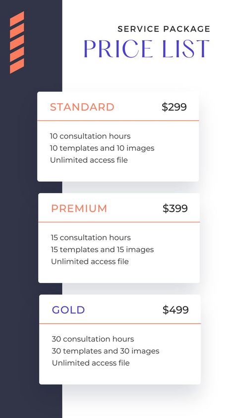 Elegant service price list canva template