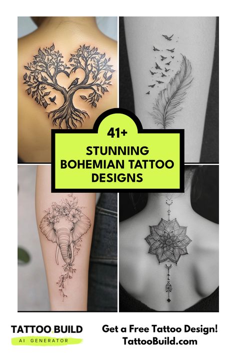 Looking for the perfect tattoo that captures your bohemian spirit? Check out these 41 stunning Bohemian tattoo designs that celebrate nature, freedom, and creativity. From intricate mandalas to whimsical feathers, each tattoo tells a unique story and symbolizes individual style. Discover design inspirations that resonate with your personality and aesthetics, perfect for expressing travel vibes or spiritual journeys. Whether you're a tattoo veteran or seeking your first ink, these enchanting designs will inspire your next tattoo adventure! Nature Mandalas, Feather Tattoo Meaning, Bohemian Tattoo, Dreamcatcher Design, Free Tattoo Designs, Boho Tattoos, My Tattoos, Nature Tattoo, Travel Vibes