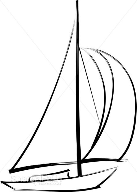 The wind is blowing through the sails of this little boat. The black and white image brings to mind long summer days and a sailing outing. Drawing Boats Ideas, Sailing Boats Painting, Sailboat Painting Easy, Sail Boats Drawing, Sailboat Drawing Simple, Boat Painting Simple, Easy Boat Drawing, Sailing Boat Drawing, Sail Boat Drawing