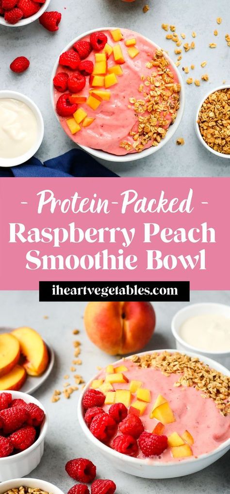 Peaches Healthy Recipes, Chai Smoothie Bowl, Chia Smoothie Bowl, Smoothie Bowl For Kids, Protein Fruit Bowls, Ninja Creami Protein Smoothie Bowl, Easy Protein Bowl Recipes, Smoothie Bowl Protein, Thick Smoothie Bowl Recipe