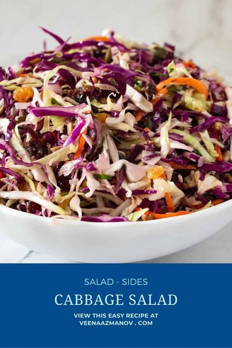 This cabbage salad makes a nice accompaniment to a variety of main dishes. It's got a tangy taste and is loaded with fiber, making it a healthy addition to your diet #cabbage #salad #raw #pumpkinseeds #cranberry #saladrecipes #sunflowerseeds #cabbagesalad #cabbagerecipe Easy Cabbage Salad, Keto Coleslaw Recipe, Best Veggies To Eat, Cabbage Salads, Keto Coleslaw, Broccoli And Brussel Sprouts, Cabbage Salad Recipes, Slaw Recipe, Slaw Recipes