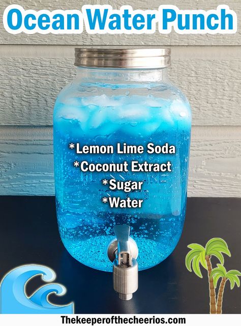 Ocean Water Drink, Sonic Ocean Water, Magical Backyard, Boat Snacks, Blue Punch, Pineapple Lemonade, Pudding Dessert, Drink Recipes Nonalcoholic, Lemon Lime Soda