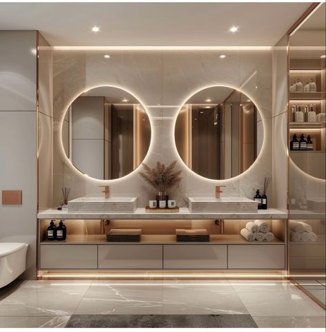 Decorative Mirror Ideas, Large Mirror Ideas, Mirror Ideas For Bathroom, Bathroom Large Mirror, Luxury Powder Room Ideas, High End Bathroom Design Luxury, Bathrooms Luxury Modern, Luxury Powder Room, Luxury Bathroom Ideas