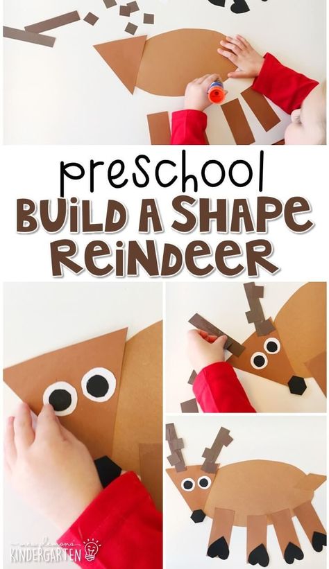 This build a shape reindeer activity is a fun way to practice identifying shapes while creating an adorable craft. Great for tot school, preschool, or even kindergarten! Reindeer Kindergarten, Preschool Christmas Activities, Christmas Lesson, December Activities, December Crafts, Reindeer Craft, Preschool Christmas Crafts, Christmas Kindergarten, Writing Blog