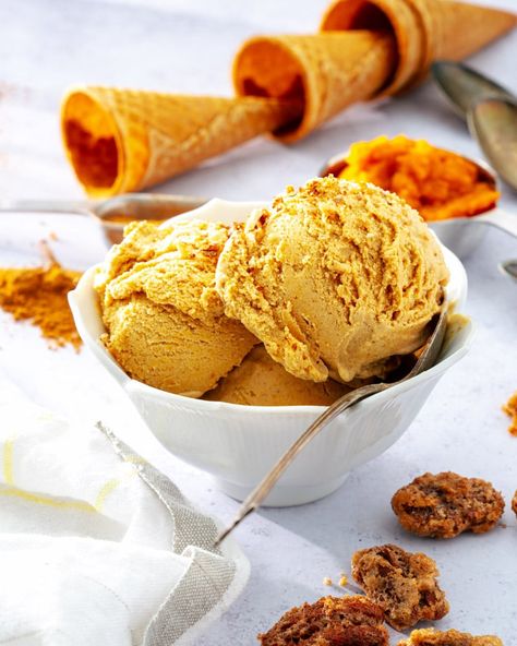 Pumpkin Ice Cream Recipe, Canned Pumpkin Recipes, Pumpkin Pie Ice Cream, A Couple Cooks, Pumpkin Bread Easy, Pumpkin Bread Pudding, Pumpkin Ice Cream, Couple Cooking, Chocolate Chip Ice Cream