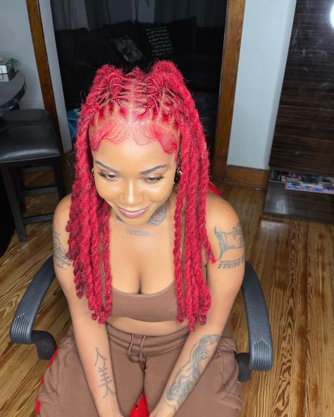 @loxuriousroots on Instagram: “If yeen traveling cross state for your hair, wyd ?!👀👀 @marie_pisco my boo showed MAJOR love ❤️ flew all the way from Houston to come get…” Red Locs, Dreads Styles For Women, Natural Dreads, Loc Hairstyles, Braided Hairstyles For Black Women Cornrows, Beautiful Dreadlocks, Short Locs Hairstyles, Hair Twist, Faux Locs Hairstyles