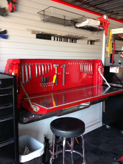 Mechanic Shop Decor, Car Parts Decor, Garage Workshop Organization, Garage Furniture, Car Part Furniture, Automotive Furniture, Garage Work Bench, Diy Garage Storage, Garage Interior