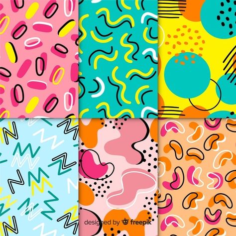 Clay Look Graphic Design, Colourful Geometric Pattern, Colour Pattern Design Ideas, Packaging With Pattern, Memphis Design Illustration, Colourful Patterns Geometric, Cute Patterns To Paint, Cool Patterns To Paint, Color Patterns Design