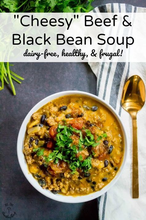 Beef And Black Bean Soup, Black Bean Beef, Soup With Black Beans, Beef And Black Bean, Quick Comfort Food, Dairy Free Soup, Soup Healthy, Black Bean Soup, Cooking Black Beans