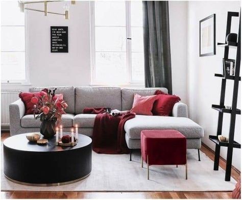 Purple Sectional, Sectional Living Rooms, Burgundy Living Room, Grey Living Room, Living Room Color Schemes, Smart Home Design, Living Room Design Inspiration, Room Color Schemes, Living Room Remodel