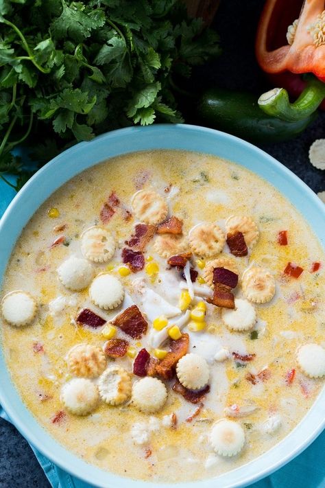 Crab and Corn Chowder Spicy Southern Kitchen Recipes, Crab Corn Chowder, Best Sausage Gravy, Best Sausage Gravy Recipe, Crab And Corn Chowder, Potato Chowder Recipes, Crab And Corn, Bisque Recipes, Crabby Patties