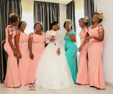 a blog about fashions and wedding, send off, maids dresses, mishono ya vitenge na vitambaa Nigerian Bridesmaid Dresses, Bridal Pic, Bridesmaids Styles, Robes Bridesmaids, Ghanaian Wedding, Pink Wedding Gowns, Kitenge Dress, African Bridesmaid Dresses, Womens Bridesmaid Dresses