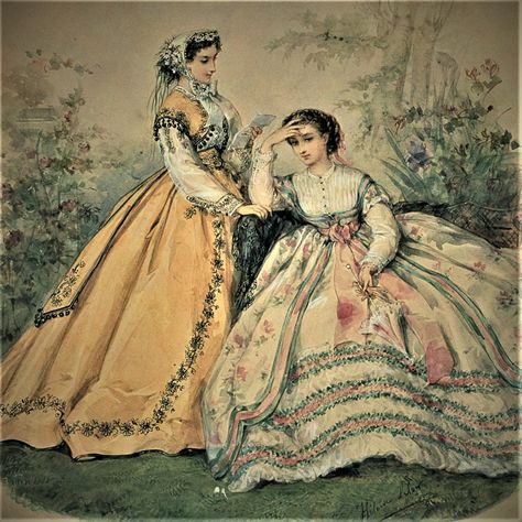 1865 Fashion Plate, 1863 Fashion, 1860s Ballgown, 1760s Fashion, 1865 Fashion, Promenade Dress, 1860s Dresses, 1860s Fashion, Victorian Gown