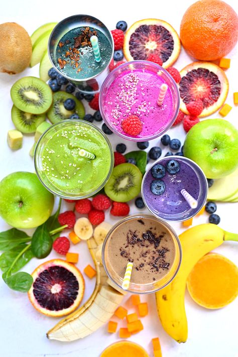 Healthy Smooties, Green Smoothie Snacks, Rainbow Smoothie, Rainbow Foods, Smoothie Boosters, Healthy Banana Recipes, Frozen Butternut Squash, Banana Snacks, Raw Pumpkin Seeds