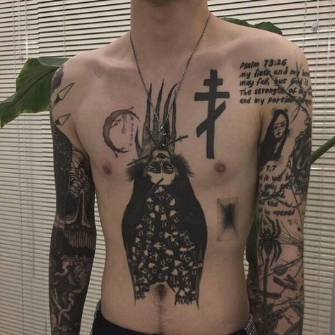 Russian Tattoo, Torso Tattoos, Body Modification, Boy Tattoos, Badass Tattoos, Aesthetic Tattoo, Dark Tattoo, Black Ink Tattoos, Dope Tattoos