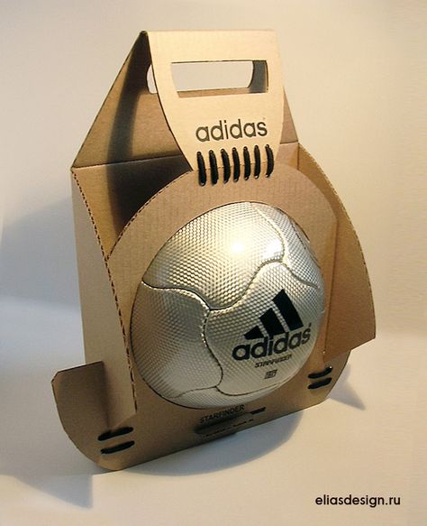 Packing for a ball by Ilya Avakov at Coroflot.com Ball Packaging, Football Box, Brilliant Packaging, Clever Packaging, Corrugated Packaging, Carton Design, Cardboard Design, Cool Packaging, Adidas Soccer