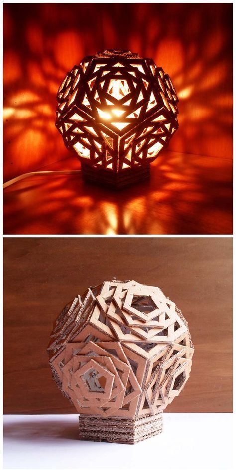 Paper Lantern Lights, Paper Lanterns Diy, Diy Lampe, Diy Chandelier, Upcycled Home Decor, Diy Cardboard, Diy Lamp, Cardboard Crafts, Paper Lanterns