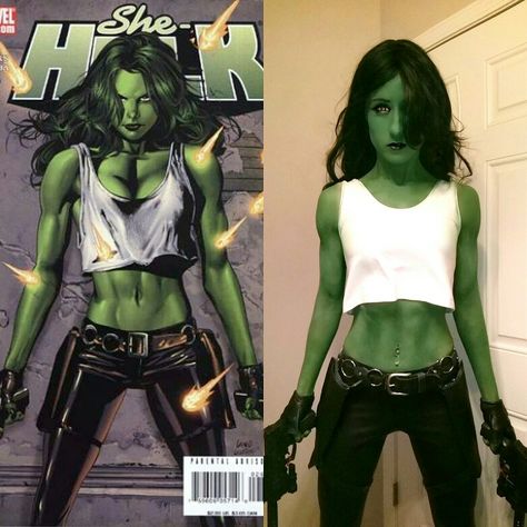 Badass She-Hulk cosplay, by Chelsea Reese! (Real muscle, courtesy of bodybuilding)  #marvel She Hulk Outfit, Hulk Halloween Costume Women, Hulk Couple Costume, Shehulk Costume, Hulk Costume For Women, The Hulk Costume, She Hulk Costume, Tank Girl Cosplay, Hulk Halloween Costume