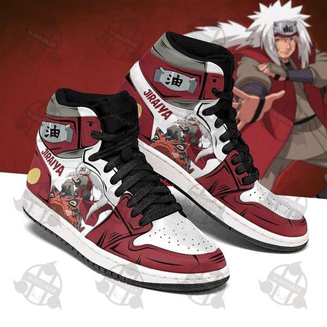 Naruto And Jiraiya, Naruto Jiraiya, Anime Sneakers, Basket Style, Anime Shoes, Personalized Shoes, Jordan 1s, Shoes Sport, High Sneakers