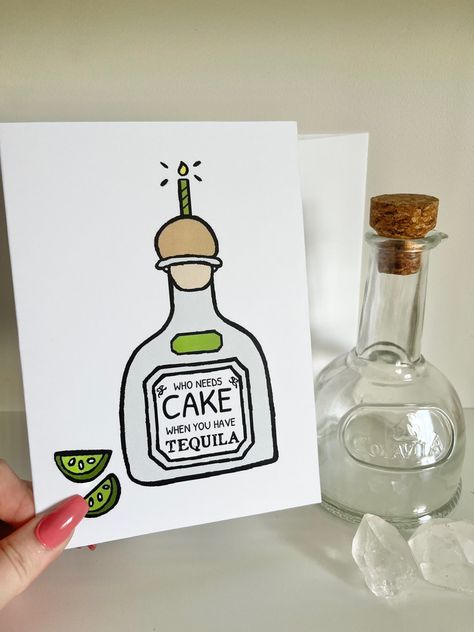 Funny Birthday Cards Tequila, 21 Cards Birthday, Drink Birthday Cards, 23 Birthday Card Ideas, 21st Handmade Birthday Cards, Tequila Birthday Quotes, 21st Bday Cards Diy, 21st Bday Card Ideas, 21 Birthday Card Ideas Handmade