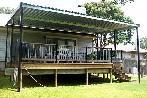 Similar Roof to Roof interface Metal Patio Covers, Patio Railing, Metal Awning, Covered Patios, Porch Columns, Roof Siding, Pergola Ideas, Porch Roof, Pergola Attached To House