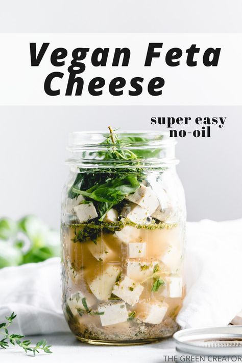 Easy and delicious vegan feta cheese recipe. No complicated ingredients and it takes less than 5 minutes to prepare. This feta cheese is made out of tofu and is a great addition to many delicious recipes. www.thegreencreator.com #vegan #plantbased #dairyfree #cheese #fetacheese #feta Vegan Feta Cheese Recipe, Starter Salad, Dinner Photography, Tofu Feta, Vegan Feta, Feta Cheese Recipes, Cooking Vegan, Cheese Vegan, Vegan Feta Cheese