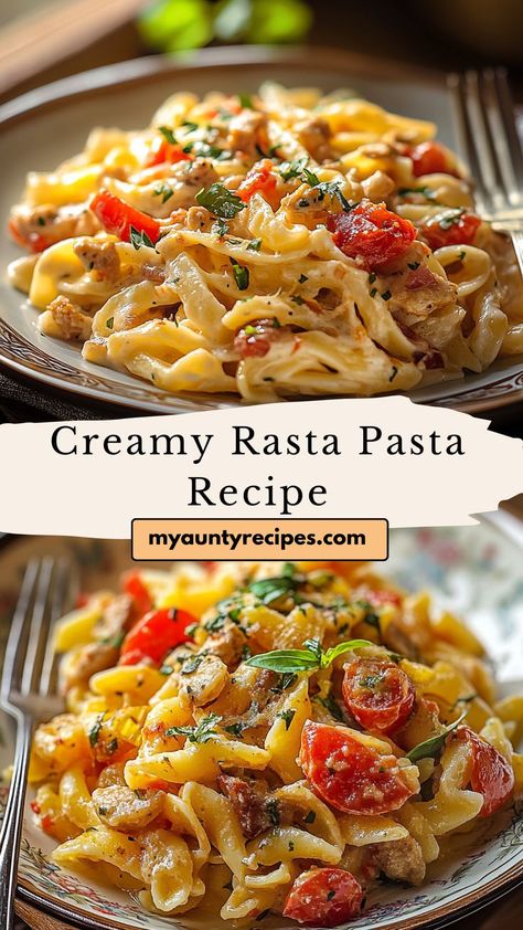 This Creamy Rasta Pasta Recipe is a delicious fusion of Caribbean flavors and creamy pasta goodness. With jerk-seasoned chicken or shrimp and a rich, creamy sauce, this pasta dish is bursting with bold, spicy flavors. The addition of bell peppers adds a pop of color and sweetness, perfectly balancing the heat from the jerk seasoning. Jerk Pasta Salad, Bell Pepper Pasta Recipes, Indian Pasta Recipes, Caribbean Pasta, Rasta Pasta Jamaican, Jerk Chicken Pasta, Rasta Pasta Recipe, Exotic Recipes, Rasta Pasta