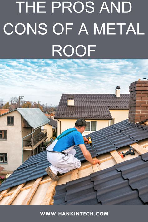 If your thinking about having a new metal roof installed then this is the best article for you! Here you will find all of the pros and cons of having a new roof, right down to what to expect when having a new metal roof installed and how to maintain it when done.

#roof #roofing #roofer #metalroof #roofmaintenance Metal Shingles Roof, Metal Roofs On Houses, Black Metal Roof, Metal Roof Installation, Metal Roofs, Roofing Options, Roof Maintenance, Attic Renovation, Metal Roofing