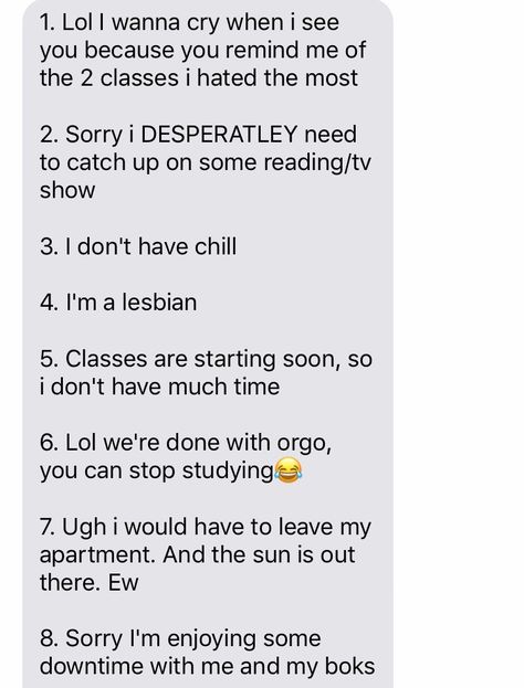 ways to reject a guy when he asks you to chill @bella How To Reject A Guy Nicely Over Text, How To Reject A Guy Nicely, Ways To Say Said, Creepy Guy, Useful Information, When He, Texts, Tv Shows, Reading