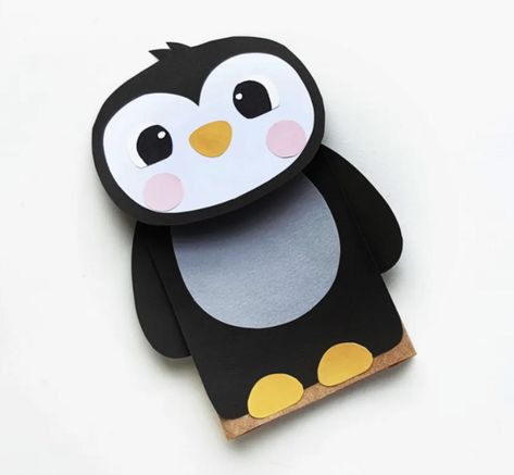 Penguin Puppet, Paper Bag Puppets, Sharpie Crafts, Inexpensive Crafts, Popular Crafts, Animal Crafts For Kids, Favorite Animal, Top Crafts, Color Crafts