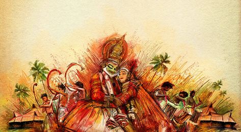 illustration for Kerala Tourism Achievement ad on Behance Kerala Culture Art, Kerala Poster Design, Creative Onam Poster Design, Kerala Illustration Art, Onam Kerala Illustration, Kerala Culture Illustration, Kerala Piravi Creative Poster, Kerala Background, Theyyam Illustration