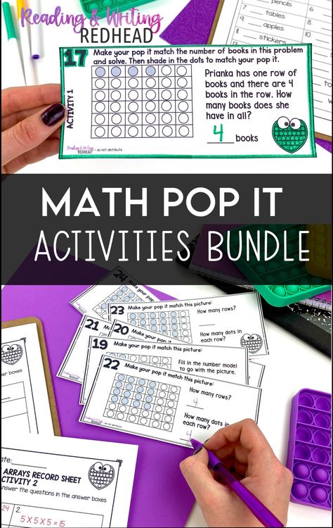 Transform fidget poppers into learning tools! This math bundle is packed with engaging activities for 1st-4th graders. Practice addition, subtraction, multiplication, and graphing in a fun and hands-on way. Includes 375+ task cards, recording sheets, and answer keys. Perfect for differentiation!  #mathfun #fidgetpopperfun #teachersfollowteachers #elementarymath Pop It Multiplication, Pop It Fidget, Apple Stickers, Grammar Activities, Elementary Math, Literacy Activities, Elementary Teacher, The More You Know, Learning Tools