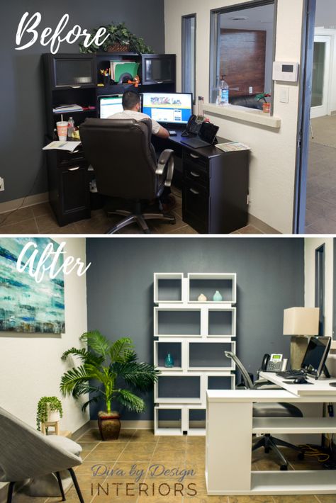 Before and After: Creating a Zen Office Space Diy Work Space Ideas, Small Zen Office Ideas, Office With No Windows Ideas Work Spaces, Zen Office Space Professional, Small Office Space Decor, Windowless Office Ideas, Zen Office Ideas, Decorate Office At Work, Zen Office Space