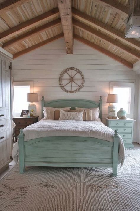 Bring the Beach Home with Coastal Bedroom Inspirations 🌊✨ Design a serene and breezy bedroom inspired by the coast. Use soft colors, natural materials, and beach-themed decor to create a relaxing seaside retreat. 🌿🏖️ #CoastalBedroom #HomeDecor #BeachVibes #BedroomInspo Cottage Interiors Bedroom, Beach Cottage Style Bedroom, Beach Cottage Bedroom Ideas, Small Beach Cottages, Bedroom Ideas Beach, Beach Cottage Ideas, Beach Cottage Bedroom, Cottage Bedroom Decor, Bedroom Coastal