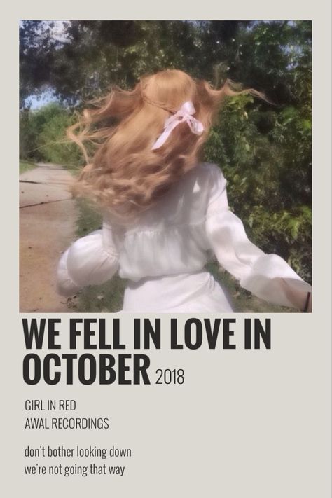 Girl In Red Poster, Fall In Love In October, October Girl, Polaroid Album, Red Poster, October Wallpaper, Minimalist Music, Album Posters, Vintage Music Posters