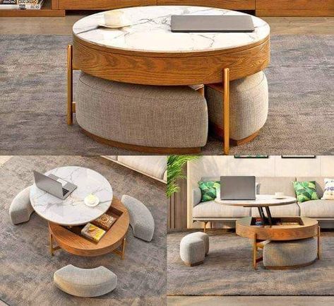 Coffee Table With Ottomans Underneath, Living Room Ottoman Coffee Table, Unusual Kitchen Gadgets, Transforming Furniture, Multipurpose Furniture, Perfect Coffee Table, Unique Coffee Table, Ottoman Coffee Table, Smart Furniture