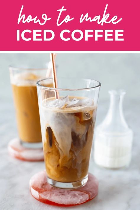 These Iced Coffee Recipes are amazing! Learn how to make iced coffee at home and customize it with your favourite homemade syrups. Make Iced Coffee At Home, Diy Iced Coffee, Iced Coffee Concentrate, The Best Iced Coffee, Make Iced Coffee, Iced Coffee Recipes, Homemade Iced Coffee, Cold Brew Coffee Concentrate, Iced Tea Maker