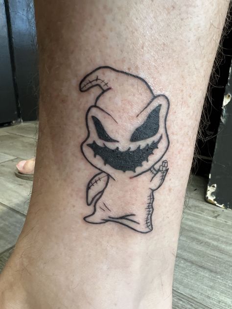 Oogie Boogie Tattoo Cute, Jack And Oogie Boogie Tattoo, Nightmare Before Christmas Tattoo Oogie Boogie, Oogie Boogie Flash Tattoo, Oogie Boogie Man Tattoo, Simple Nightmare Before Christmas Tattoos, Oogey Boogey Tattoo, Cute Oogie Boogie Tattoo, Boogieman Tattoo