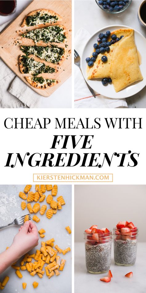 Need cheap meals to make with less than five ingredients? Here are some easy five ingredient recipes you can make at home! This list uses five ingredients (or less!) for every recipe. Great easy recipes for breakfast, lunches, dinners, and even snacks. Here are some simple five ingredient recipes you can make at home. #fiveingredients #5ingredients #fiveingredientrecipes #fiveingredientdinners #fiveingredientrecipeshealthy Five Ingredient Recipes, Cooking Zoodles, Cheap Meals To Make, Easy Recipes For Breakfast, Three Ingredient Recipes, Turmeric Health, Meals To Make, Easy Guacamole, 5 Ingredient Recipes