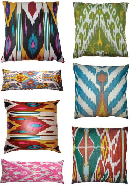 Uzbekalive Boss Barbie, Painted Warp, Textiles Patterns, Uzbek Ikat, Exotic Homes, Cushion Designs, Ikat Pillow Covers, Ikat Pillow, Silk Ikat